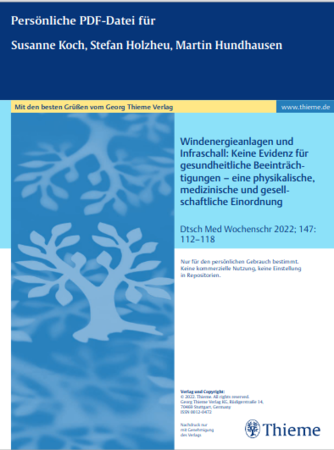 Windenergieanlagen und Infraschall: Keine Evidenz für gesundheitliche Beeinträch- tigungen – eine physikalische, medizinische und gesell- schaftliche Einordnung